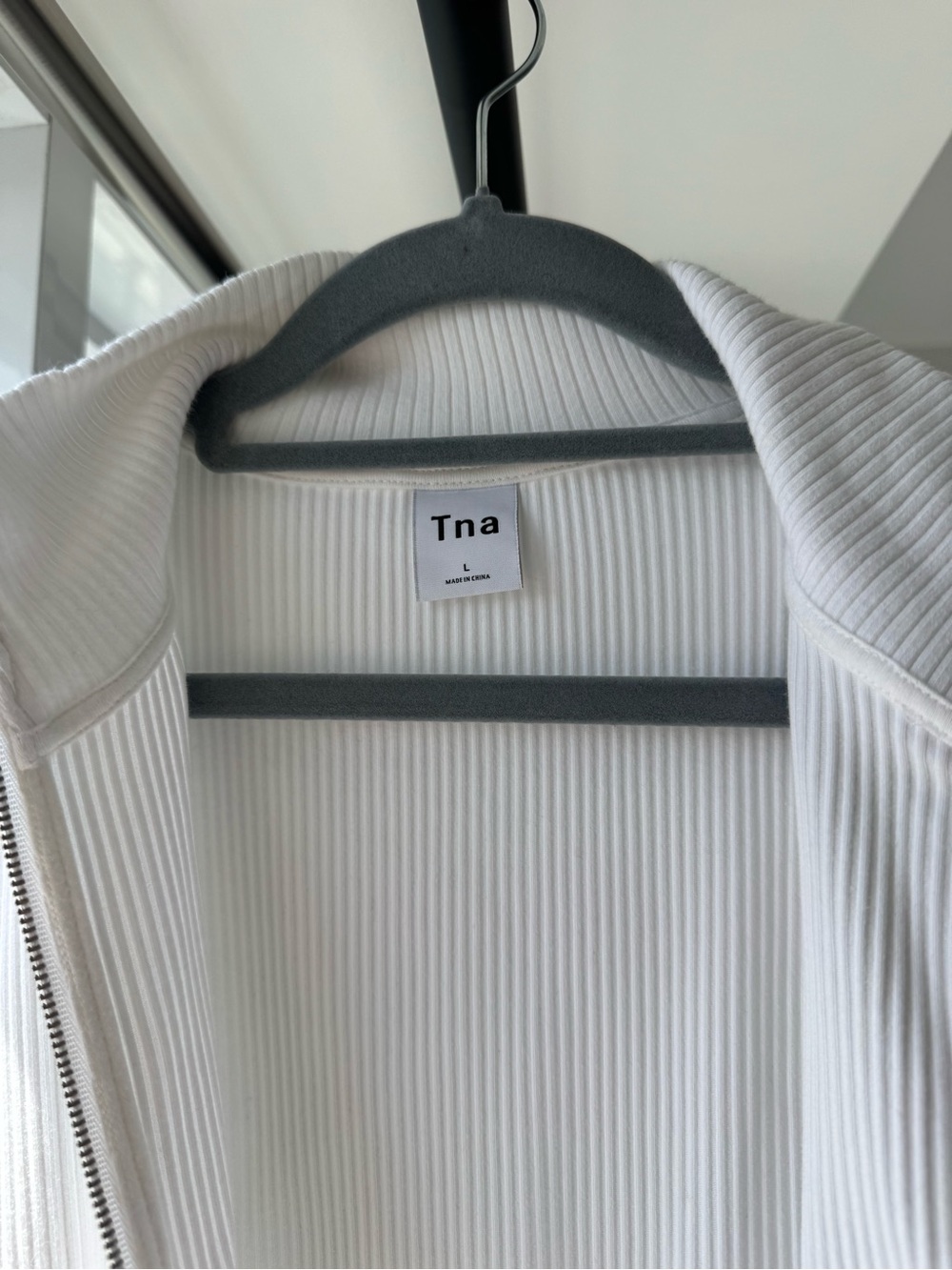 TNA White Ribbed Zip-Up Cropped Jacket - Picture 3 of 5